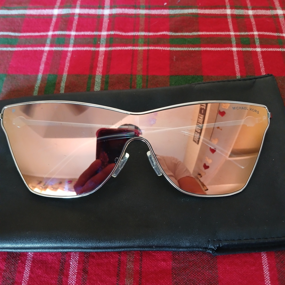 Michael Kors Rose Gold Mirrored Shield Sunglasses